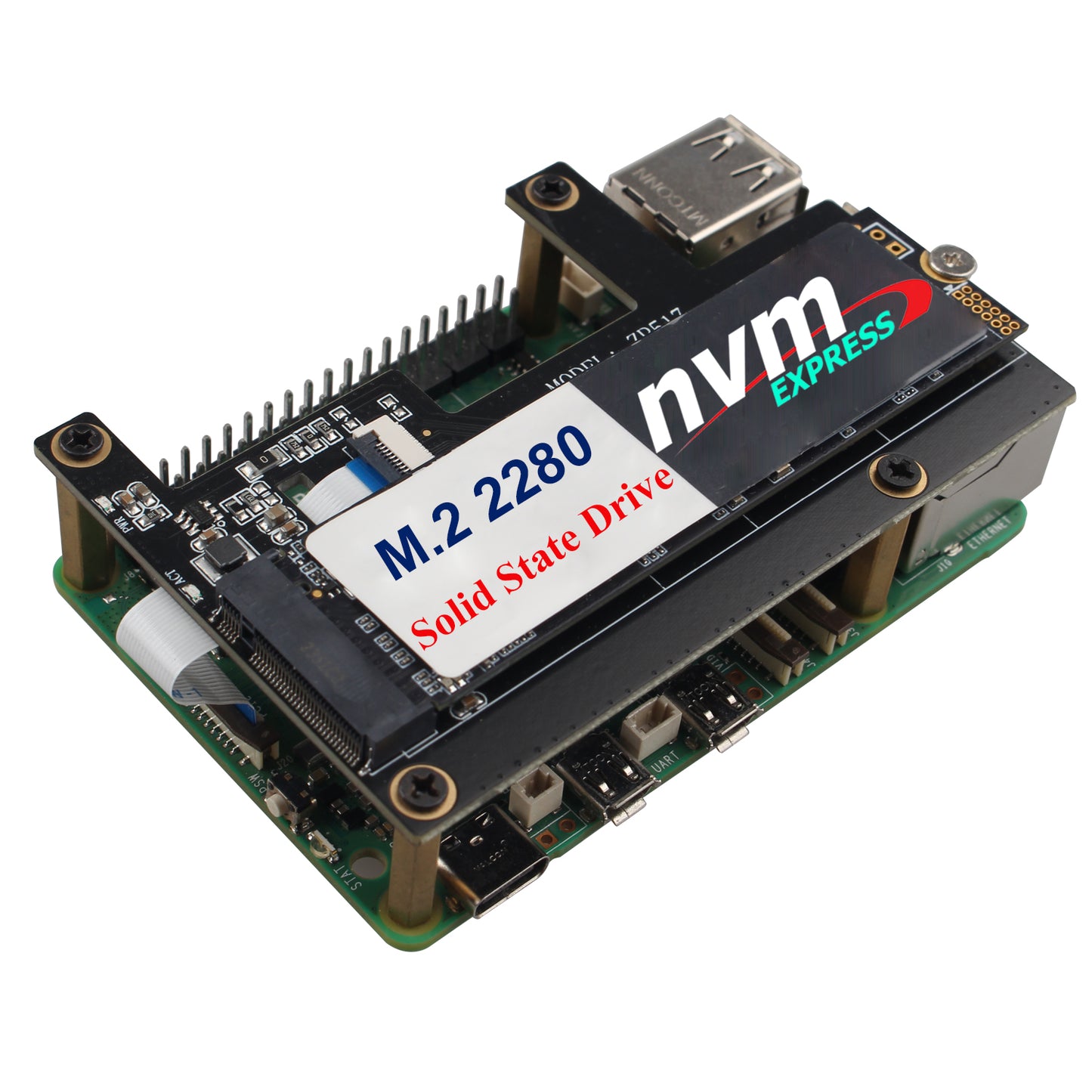 ZDE ZP517A PCIe to M.2 Key-M NVMe SSD Hard Drive Adapter Board PIP PCIe Peripheral Board for Raspberry Pi 5