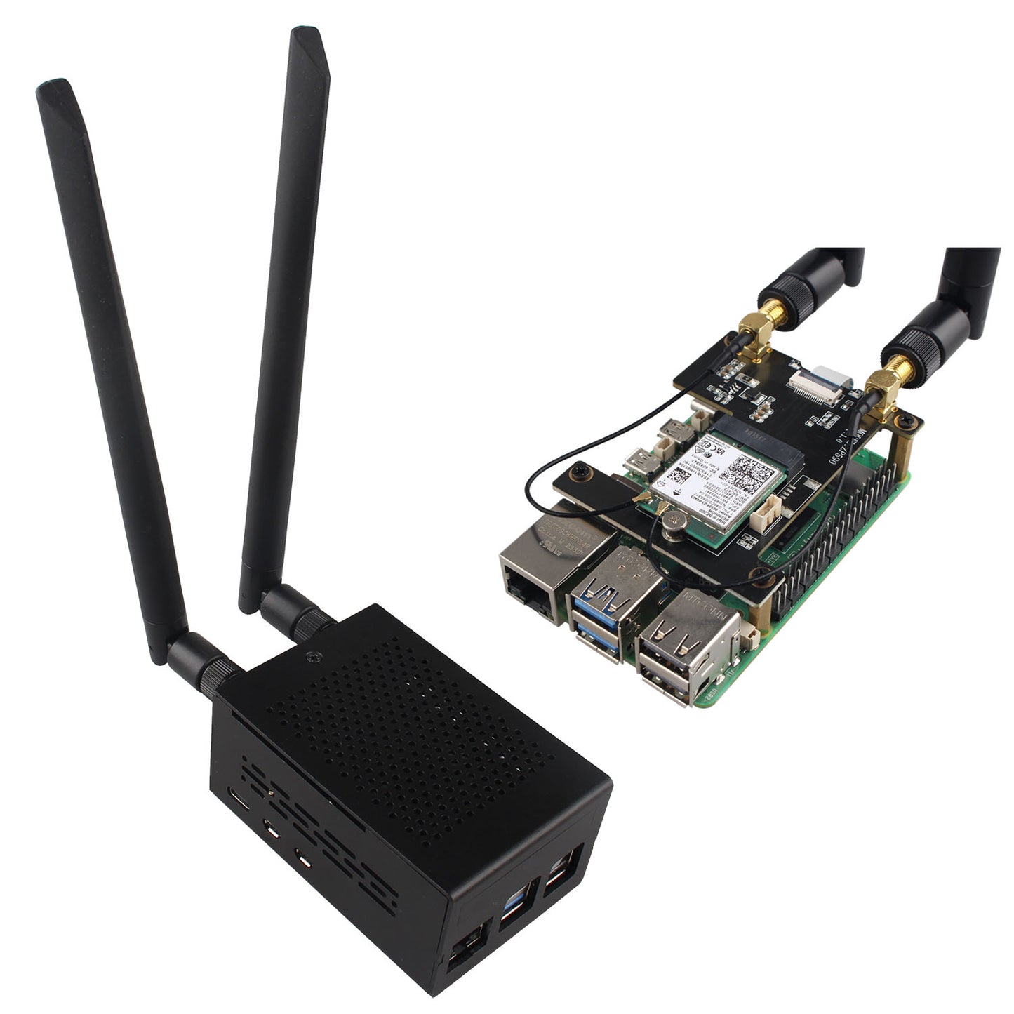 ZDE ZP590A PCIe to WiFi7 6 6E 5 HAT Expansion Board WiFi 7 Adapter with Aluminum Case ZC501 PCIe Peripheral Board for Raspberry Pi 5 2GB 4GB 8GB 16GB