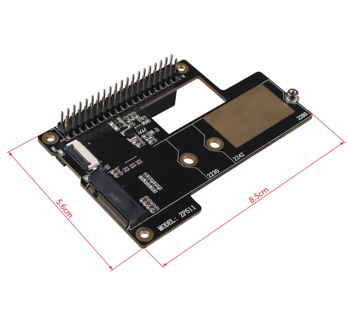 ZDE ZP511 PCIe to M.2 Key M NVMe HAT SSD Expansion Board for Raspberry Pi 5