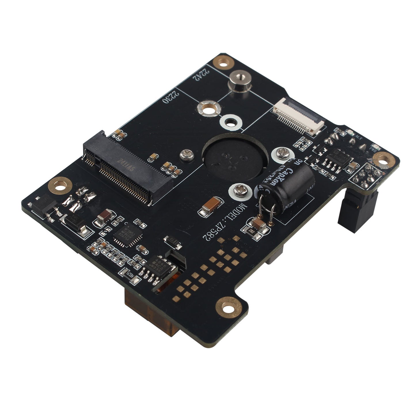 ZDE ZP582 PoE HAT PCIe to M.2 Key-M NVMe SSD Adapter Board with Onboard Cooling Fan
