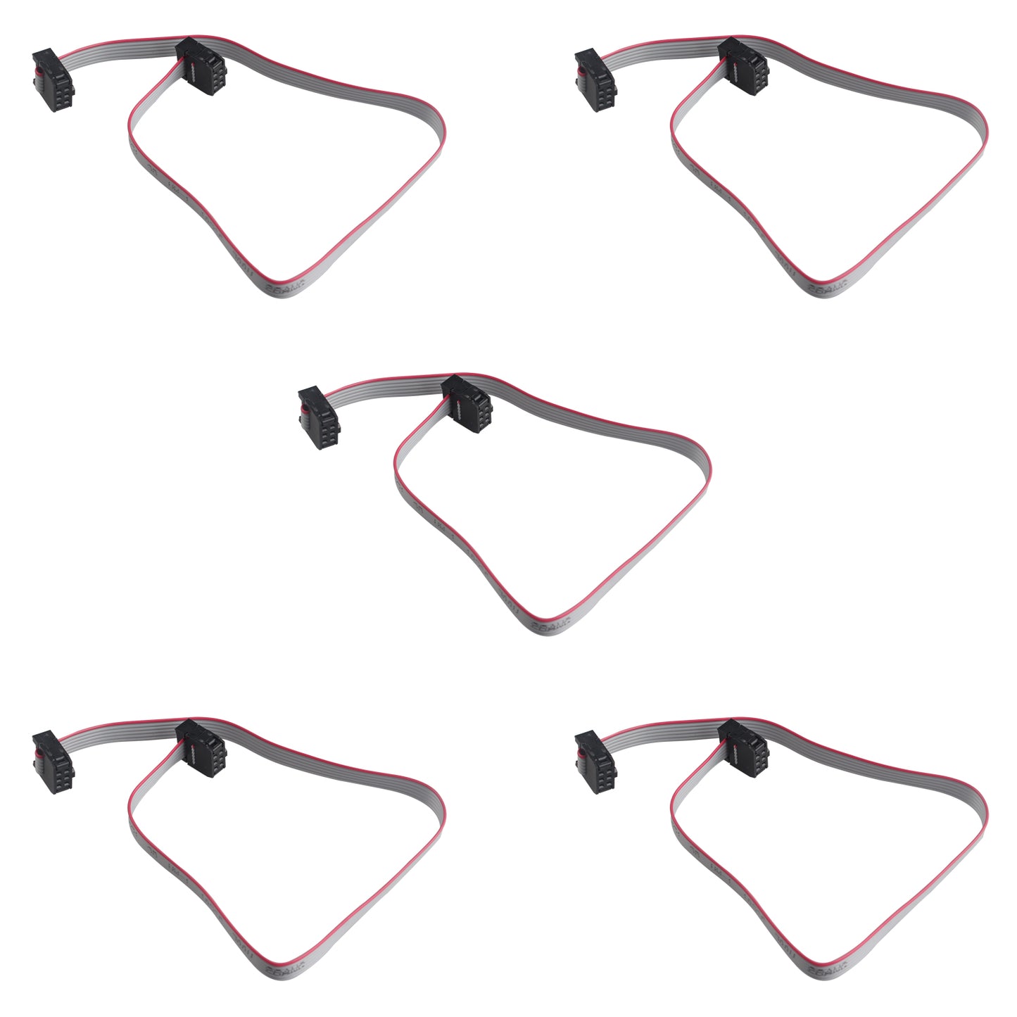 ZDE 5PCS Flat Ribbon Cable with Black 2.54mm FC 6 Pin Female to Female Wires IDC Ribbon Connector Dual Row Data Cable (30cm Length)