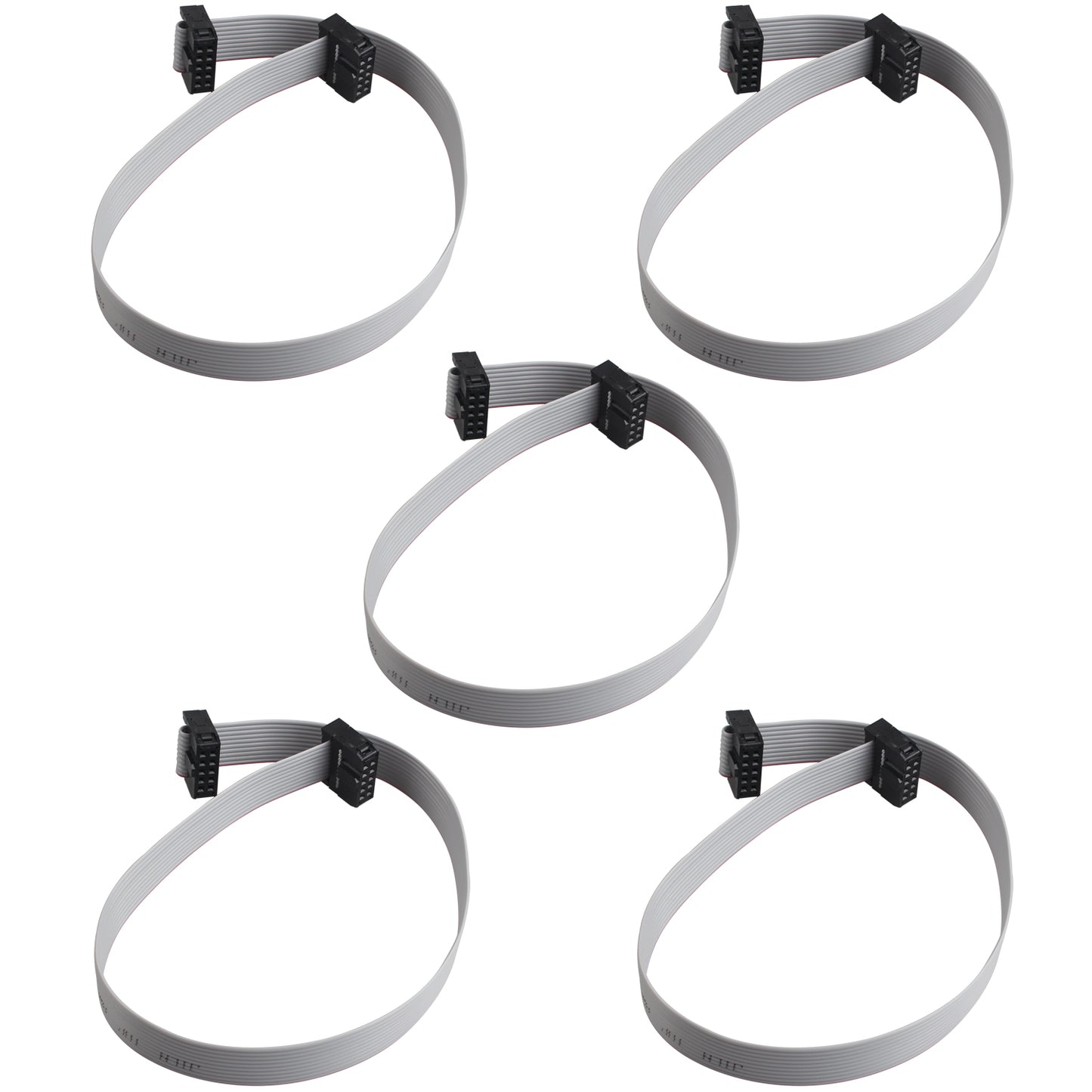ZDE 5PCS Flat Ribbon Cable 2.54mm Pitch 2 Row 10 Pin Female to Female Wires IDC Ribbon Connector (30cm Length)