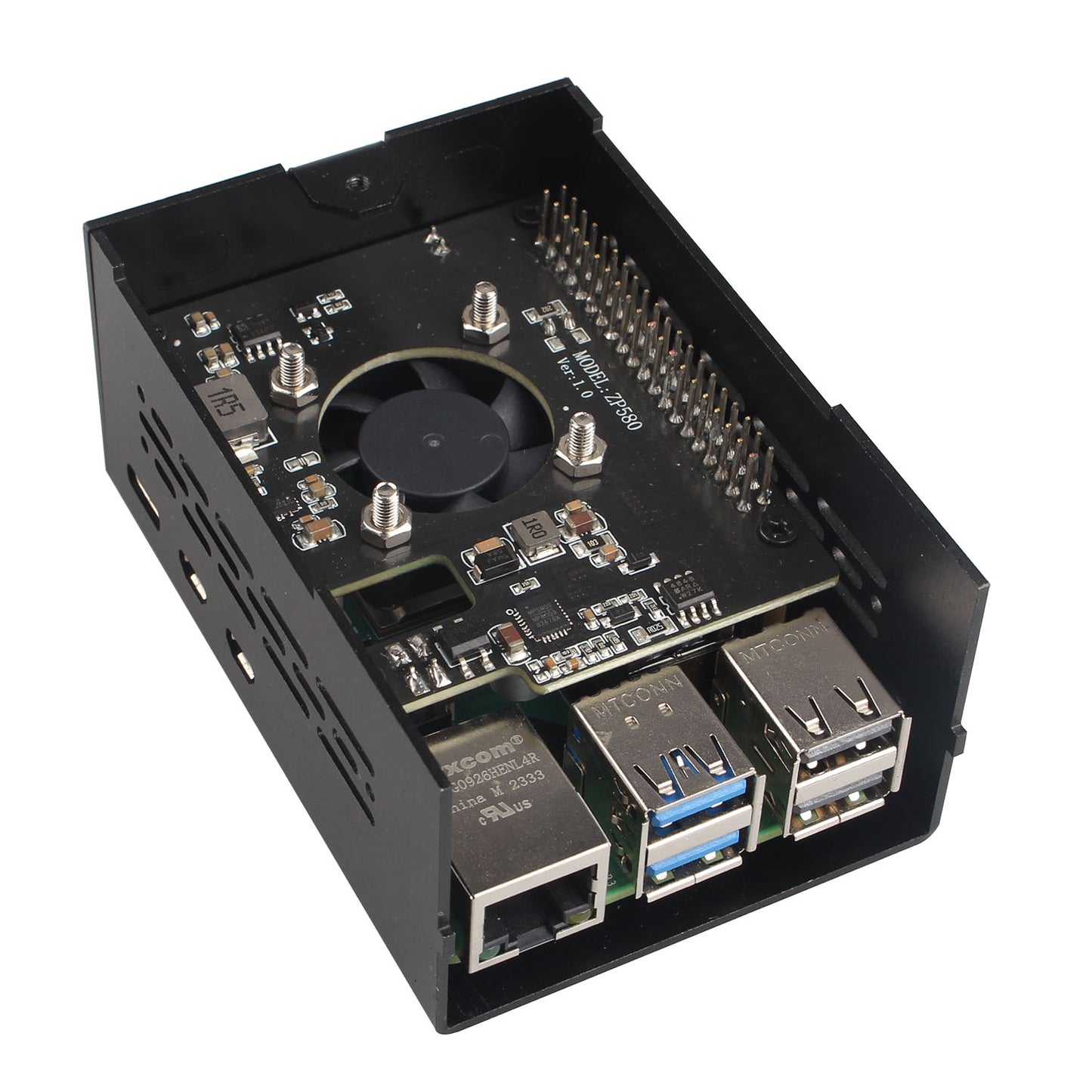 ZDE ZP580 PoE+ HAT Power Over Ethernet HAT Adapter Board with Aluminum Case ZC501 for Raspberry Pi 5 Support 802.3af/at Network Standard