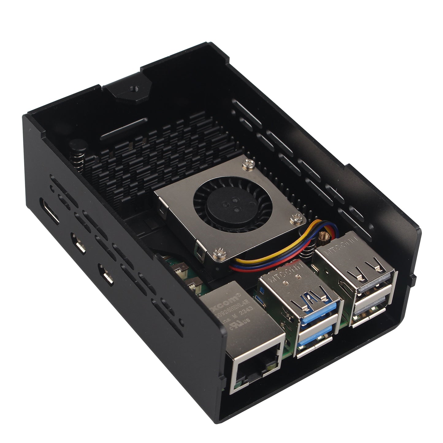 ZDE Aluminum Case ZC502 with Active Cooler ZP536 for Raspberry Pi 5 2GB/4GB/8GB/16GB Support PCIe to M.2 NVMe PoE HAT WiFi7 PCIe Peripheral Board ZP512/ZP513/ZP515/ZP516/ZP517A/ZP581/ZP582/ZP590B