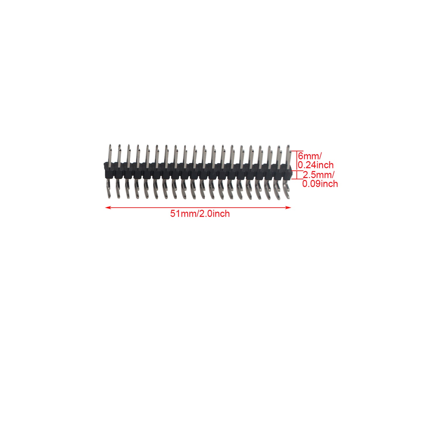 ZDE 10PCS 2x20 40Pin 2.54mm Male Dual Row Right Angle Pin Header Strip Connector for PCB Breadboard