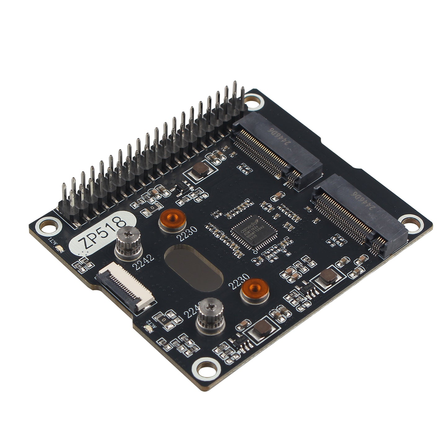 ZDE ZP518 PCIe to Dual M.2 HAT Key-M NVMe SSD PCIe Peripheral Board Solid State Drive Adapter Board for Raspberry Pi 5 Support M.2 NVMe SSD 2230 2242