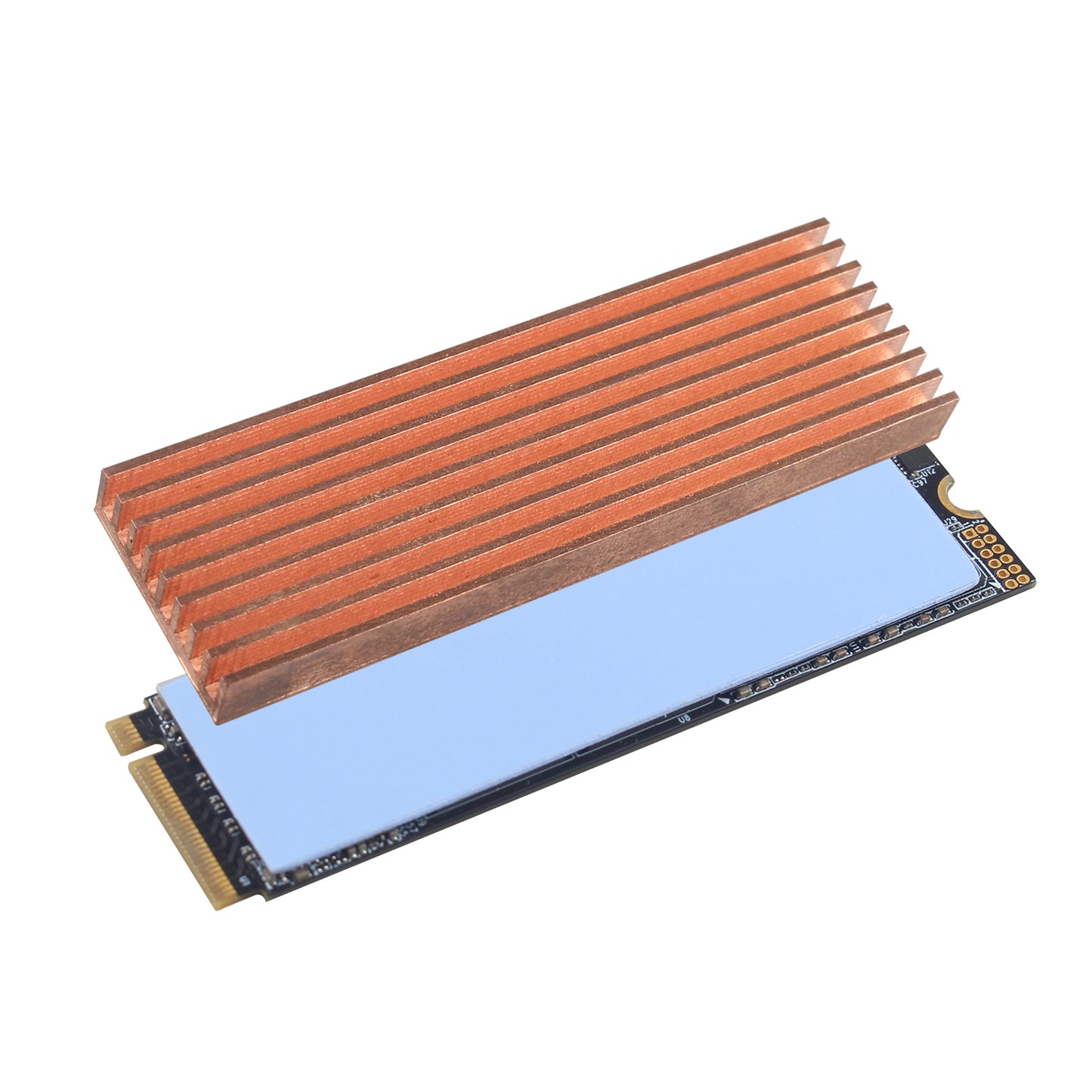 ZDE M.2 SSD Heatsink 70x21x6mm Copper Heatsink with Silicone Thermal Pads for PC Laptop Raspberry Pi M.2 2280 SSD NVMe PS5 Cooling