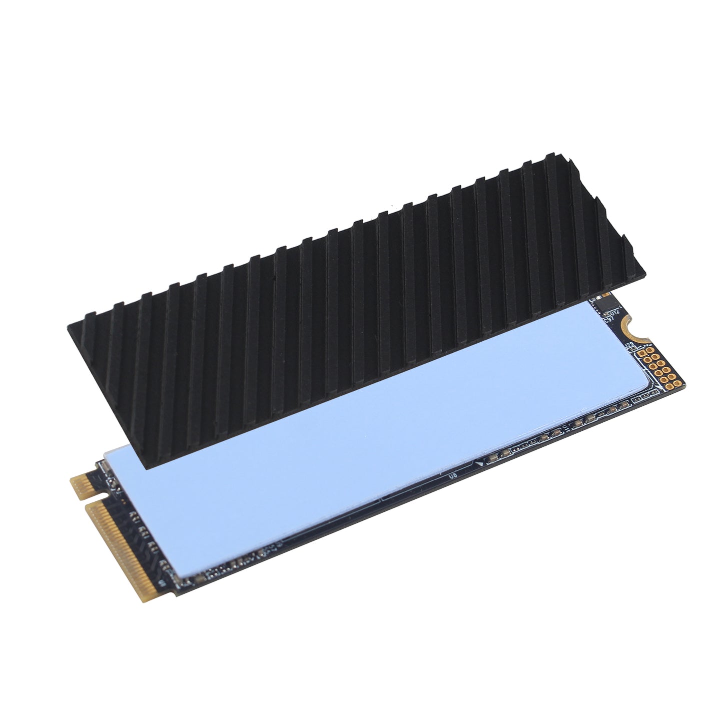 ZDE M.2 SSD Heatsink 70x20x2mm Graphite Covered Pure Copper Heatsink with Silicone Thermal Pads for PC Laptop Raspberry Pi M.2 2280 SSD NVMe PS5 Cooler