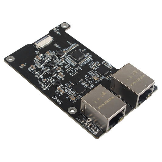 ZDE 100pcs ZP595 PCIe to Dual 2.5G Ethernet Network Port HAT Adapter Expansion Board for Raspberry Pi 5