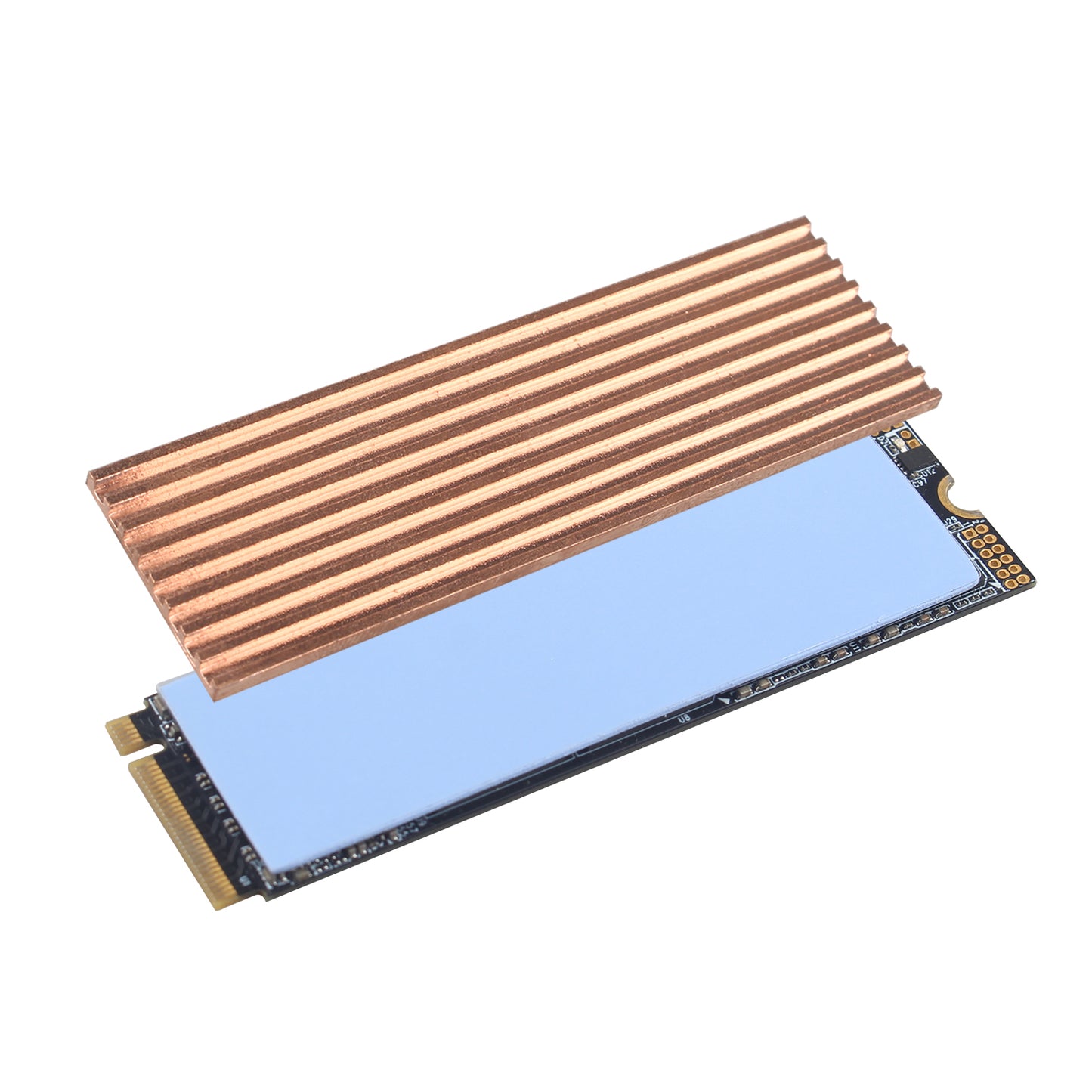 ZDE M.2 SSD Heatsink 70x21x2mm Copper Heatsink with Silicone Thermal Pads for PC Laptop Raspberry Pi M.2 2280 SSD NVMe PS5 Cooling