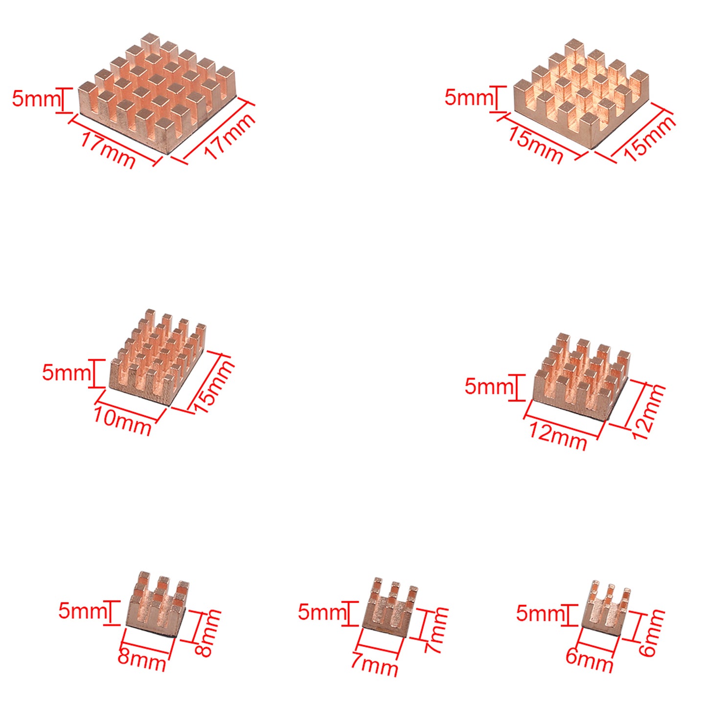 ZDE 20PCS Pure Copper Heatsinks CPU Cooler Heatsinks with Strong Thermal Conductivity Great Heat Dissipation Compatible with Raspberry Pi 5/Raspberry Pi 4 Model B