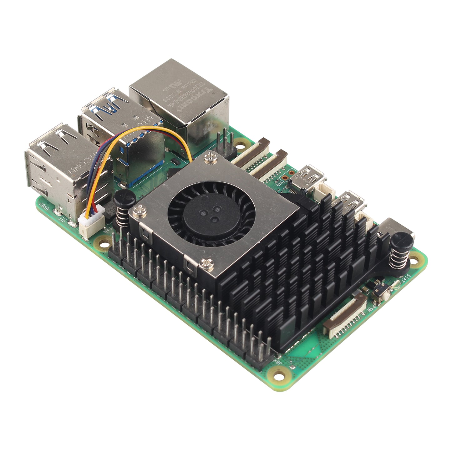 ZDE Aluminum Case ZC502 with Active Cooler ZP536 for Raspberry Pi 5 2GB/4GB/8GB/16GB Support PCIe to M.2 NVMe PoE HAT WiFi7 PCIe Peripheral Board ZP512/ZP513/ZP515/ZP516/ZP517A/ZP581/ZP582/ZP590B