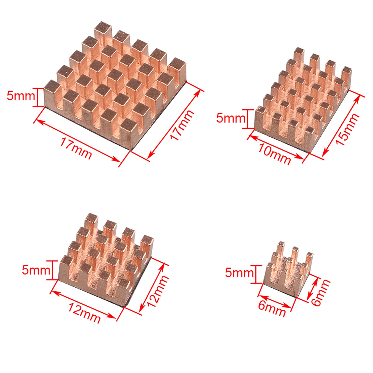 ZDE 10PCS Pure Copper Heatsinks CPU Cooler Heatsinks with Strong Thermal Conductivity Great Heat Dissipation Compatible with Raspberry Pi 5/Raspberry Pi 4 Model B
