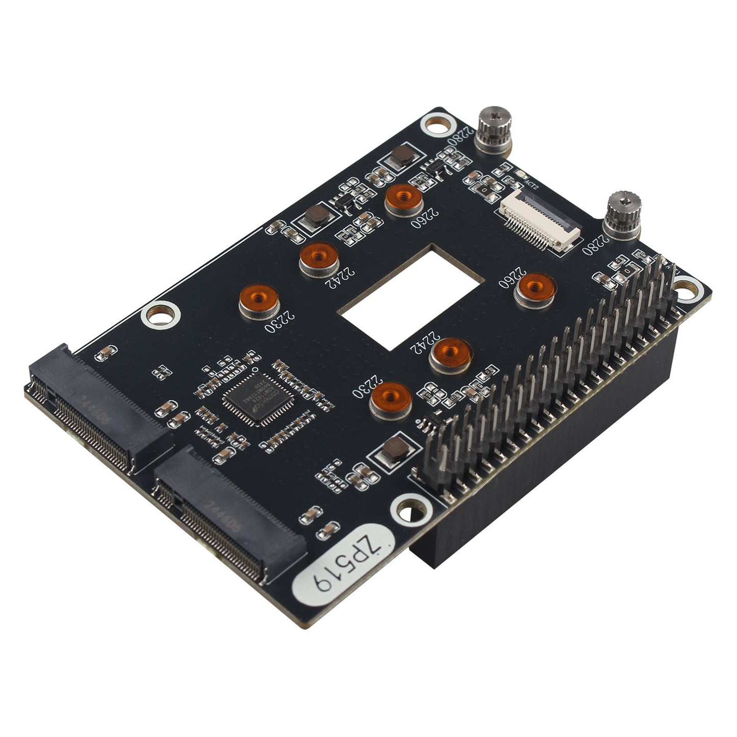 ZDE ZP519 PCIe to Dual M.2 HAT Key-M NVMe SSD PCIe Peripheral Board Solid State Drive Adapter Board for Raspberry Pi 5 Support M.2 NVMe SSD 2230 2242 2260 2280