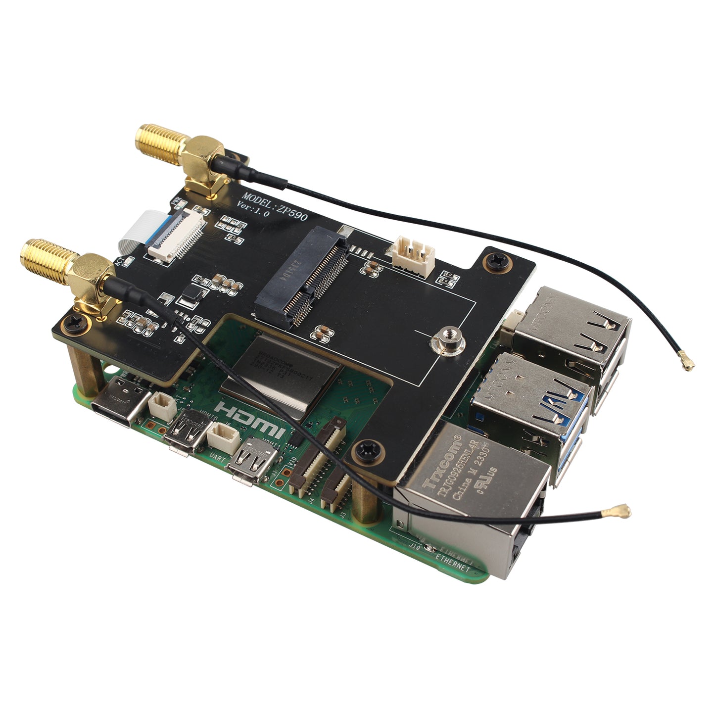 ZDE ZP590A PCIE to WiFi7 6 6E 5 HAT PCIe to M.2 E Key Module Adapter Expansion Board for Raspberry Pi 5 WiFi Adapter Board Support Google TPU WiFi 7 BE200 WIFI6E AX210 MT7922 WIFI6 AX200