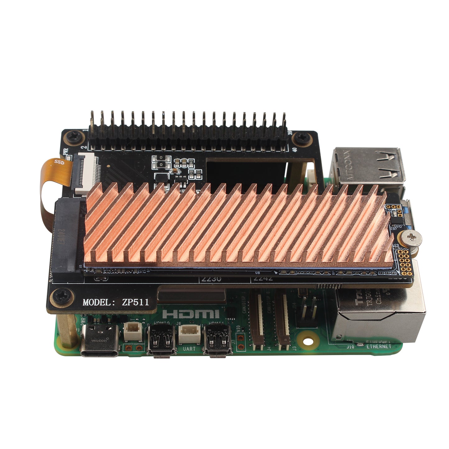 ZDE M.2 SSD Heatsink 70x20x6mm Copper Heatsink with Silicone Thermal Pads for PC Laptop Raspberry Pi M.2 2280 SSD NVMe PS5 Cooling