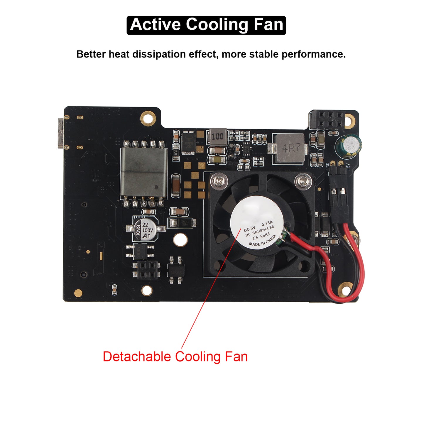 ZDE ZP581 PoE HAT PCIe to M.2 Key-M NVMe SSD Adapter Board with Onboard Cooling Fan