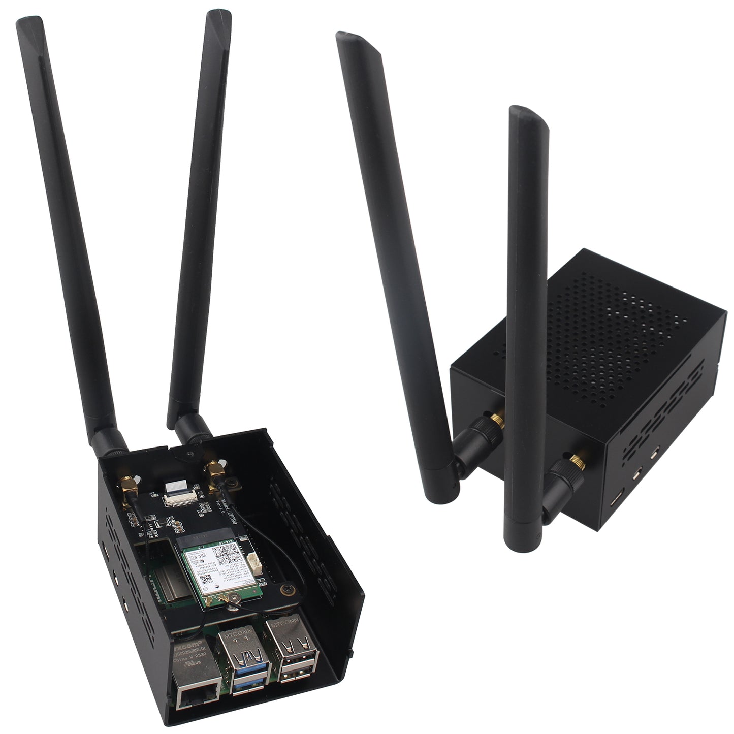 ZDE ZC506 Aluminum Case for Raspberry Pi 5 2GB/4GB/8GB/16GB Support PCIe to 2.5G Ethernet Port M.2 NVMe PoE HAT WIFI7 PCIe Peripheral Board ZP593/ZP595/ZP511/ZP581/ZP590A and Pi 5 Active Cooler