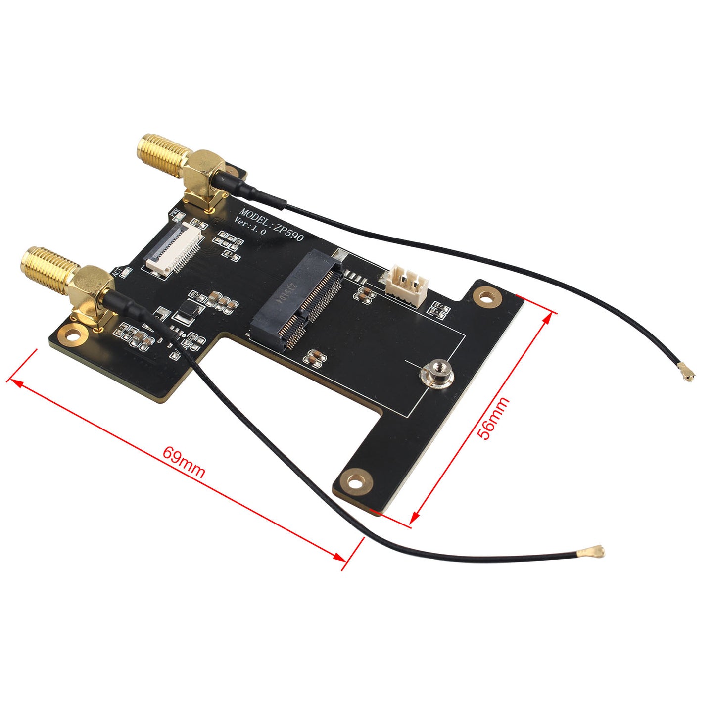 ZDE ZP590A PCIE to WiFi7 6 6E 5 HAT PCIe to M.2 E Key Module Adapter Expansion Board for Raspberry Pi 5 WiFi Adapter Board Support Google TPU WiFi 7 BE200 WIFI6E AX210 MT7922 WIFI6 AX200