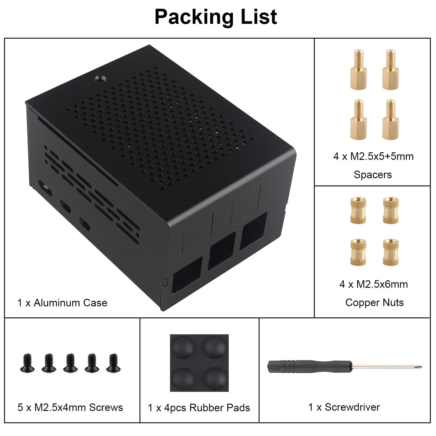 ZDE ZC506 Aluminum Case for Raspberry Pi 5 2GB/4GB/8GB/16GB Support PCIe to 2.5G Ethernet Port M.2 NVMe PoE HAT WIFI7 PCIe Peripheral Board ZP593/ZP595/ZP511/ZP581/ZP590A and Pi 5 Active Cooler