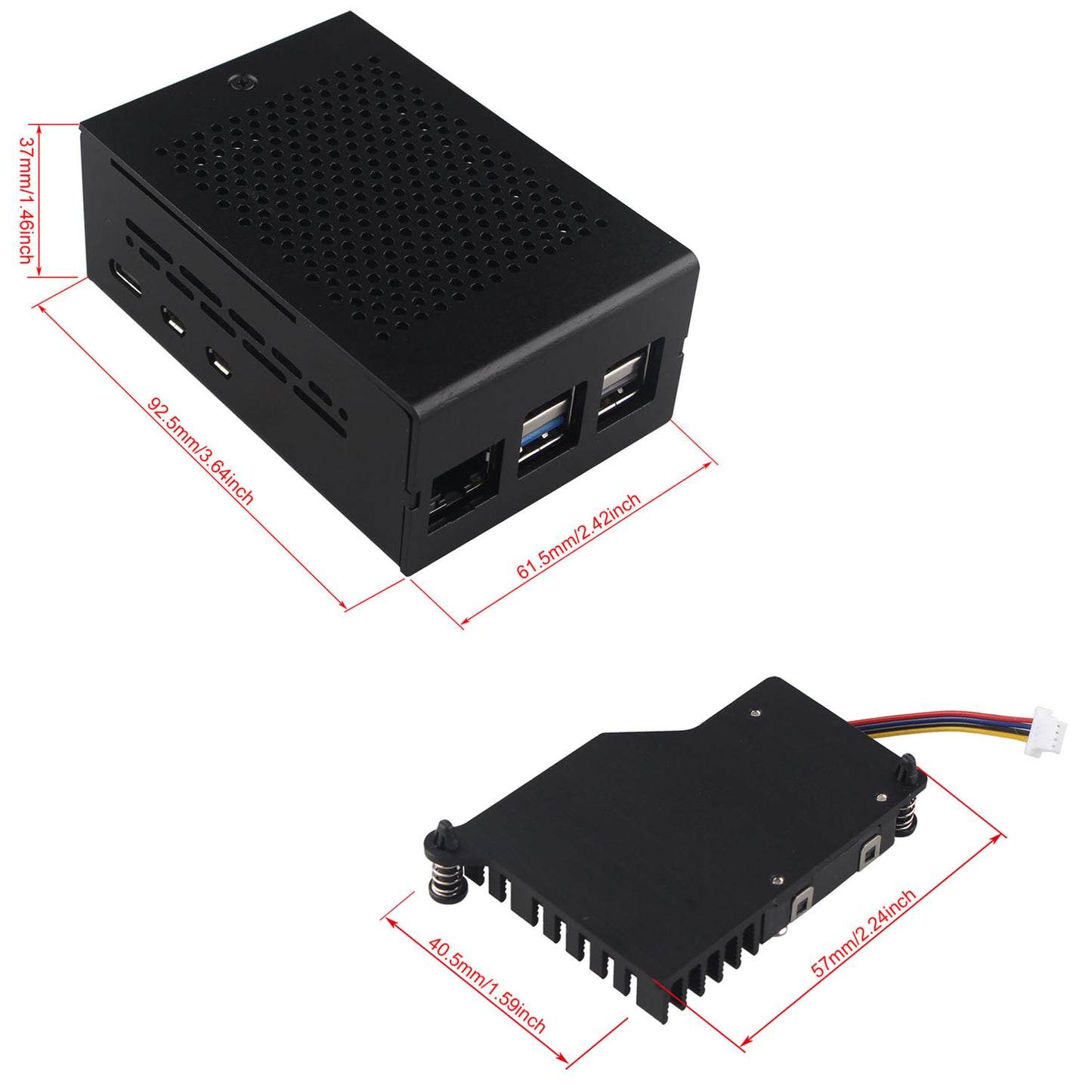 ZDE Aluminum Case ZC502 with Active Cooler ZP536 for Raspberry Pi 5 2GB/4GB/8GB/16GB Support PCIe to M.2 NVMe PoE HAT WiFi7 PCIe Peripheral Board ZP512/ZP513/ZP515/ZP516/ZP517A/ZP581/ZP582/ZP590B
