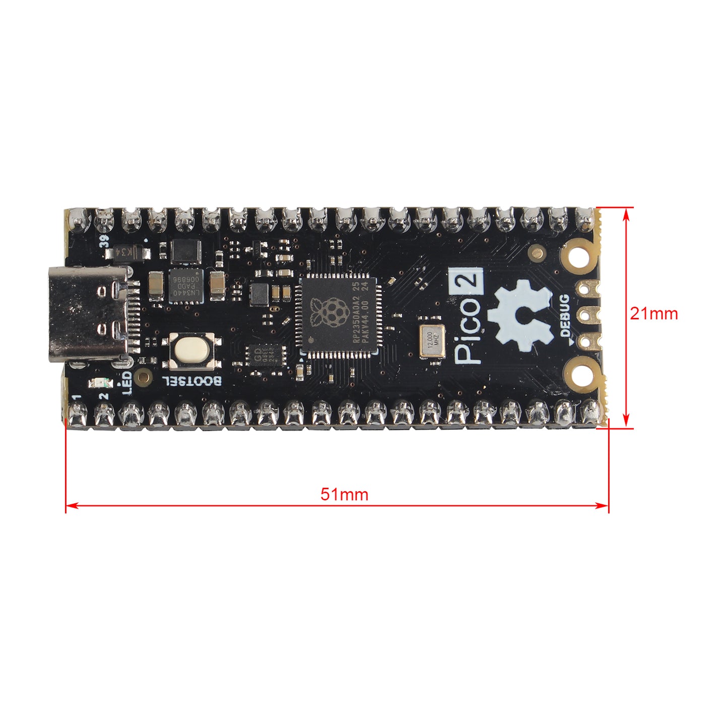 ZDE Microcontroller Board Dual-Core Dual-Architecture Design 150MHz Based on RP2350 Chip, 520KB SRAM, 4MB Flash Memory, 26 GPIO, Support C/C++ MicroPython
