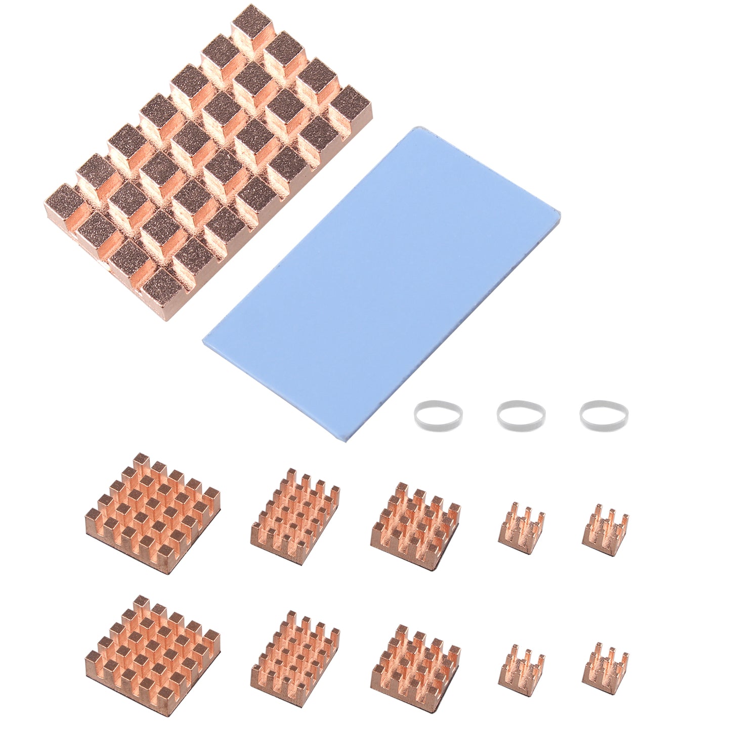 ZDE 11PCS Copper Heatsinks for Raspberry Pi 5 CPU Cooler Heatsinks and M.2 2242 SSD Heatsink 32x18x4mm with Silicone Thermal Pad for Raspberry Pi 5 M.2 2242 SSD NVMe PS5 Cooler