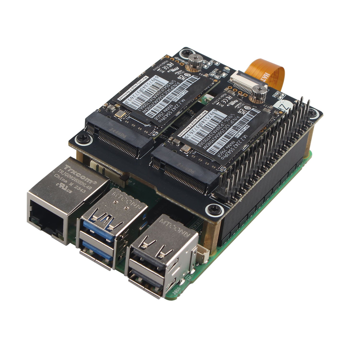 ZDE ZP518 PCIe to Dual M.2 HAT Key-M NVMe SSD PCIe Peripheral Board Solid State Drive Adapter Board for Raspberry Pi 5 Support M.2 NVMe SSD 2230 2242