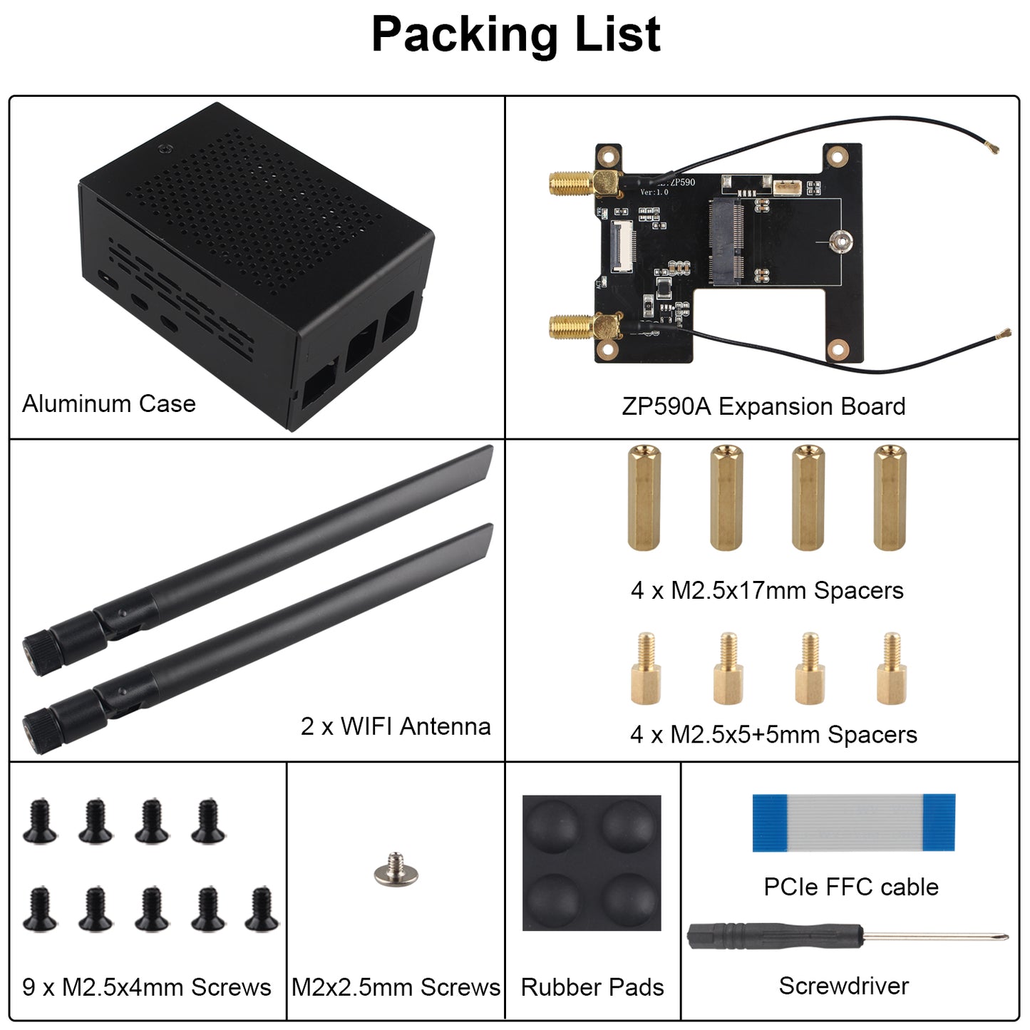 ZDE ZP590A PCIe to WiFi7 6 6E 5 HAT Expansion Board WiFi 7 Adapter with Aluminum Case ZC501 PCIe Peripheral Board for Raspberry Pi 5 2GB 4GB 8GB 16GB