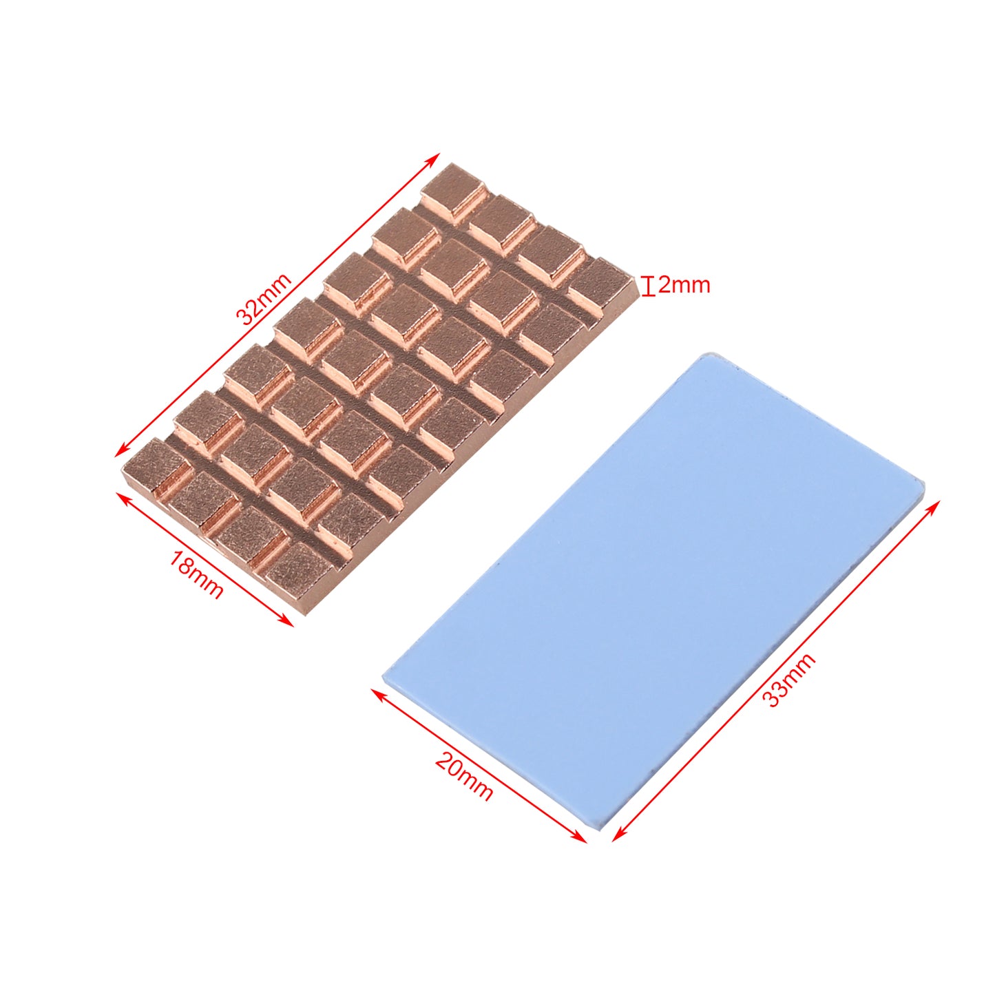 ZDE M.2 SSD Heatsink 32x18x2mm Copper Heatsink with Silicone Thermal Pads for PC Laptop Raspberry Pi M.2 2242 SSD NVMe PS5 Cooling
