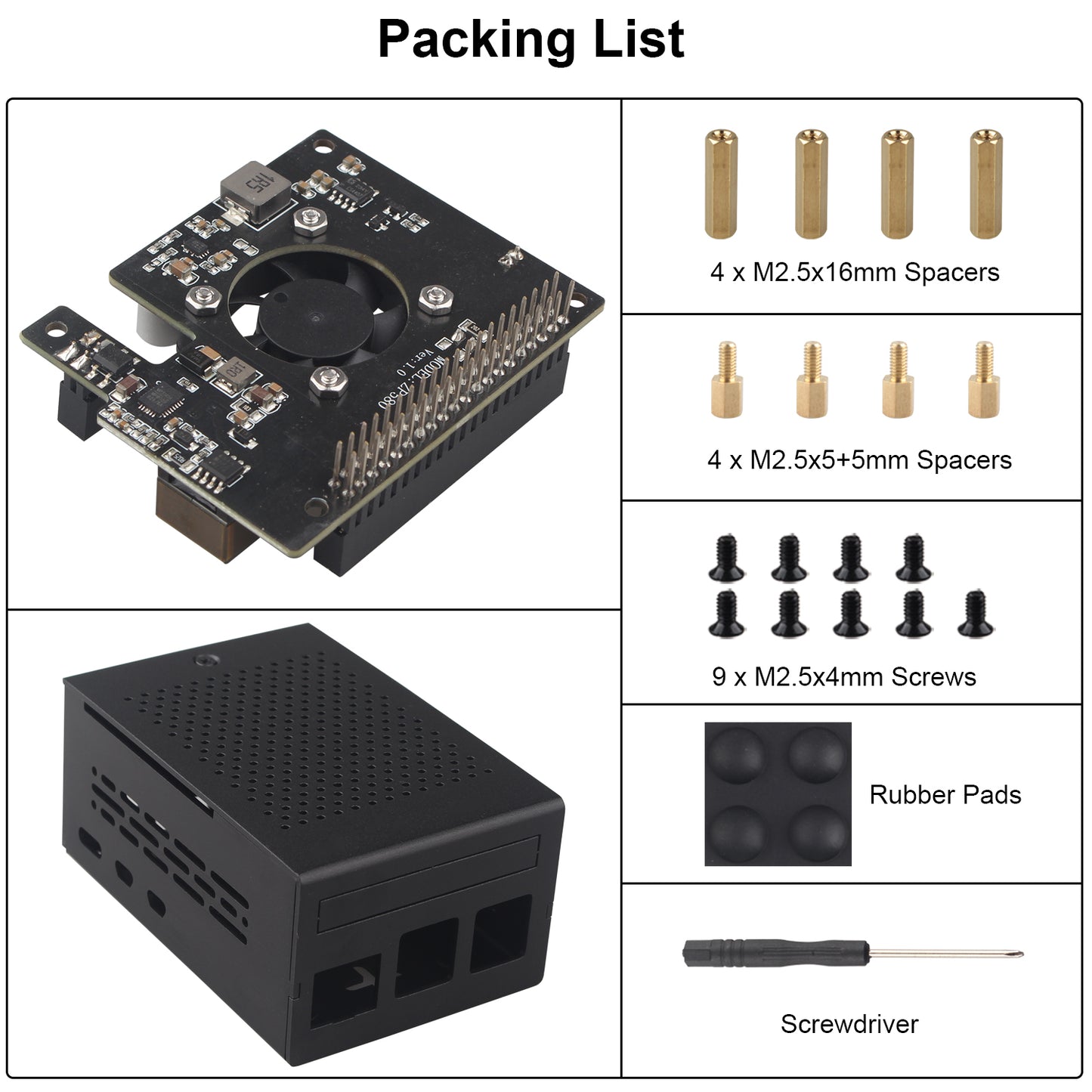 ZDE ZP580 PoE+ HAT Power Over Ethernet HAT Adapter Board with Aluminum Case ZC501 for Raspberry Pi 5 Support 802.3af/at Network Standard