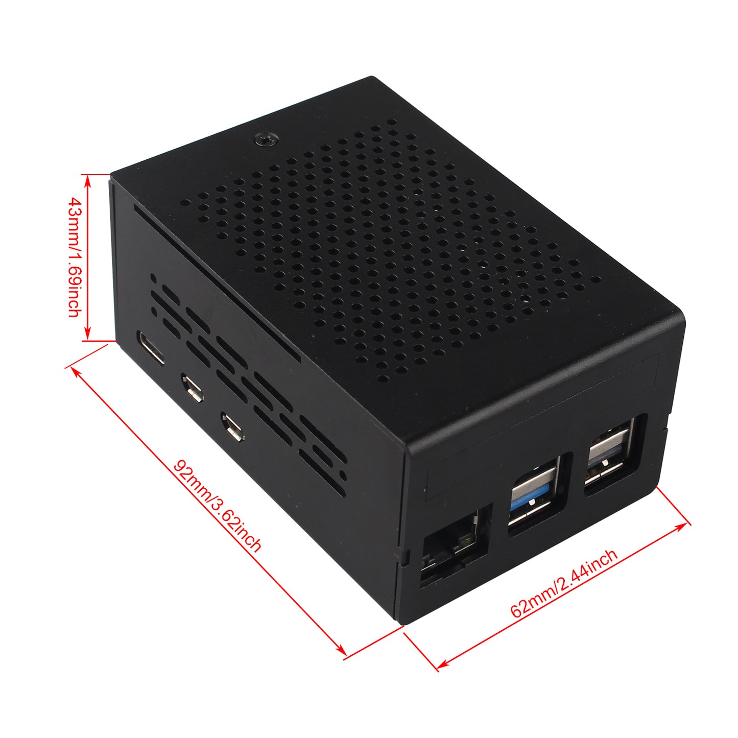 ZDE ZC501 Aluminum Case for Raspberry Pi 5 2GB/4GB/8GB/16GB Support PCIe to M.2 NVMe PoE HAT WiFi7 RS485 RS232 PCIe Peripheral Board ZP511/ZP517A/ZP581/ZP590A/ZP592 and Raspberry Pi 5 Active Cooler