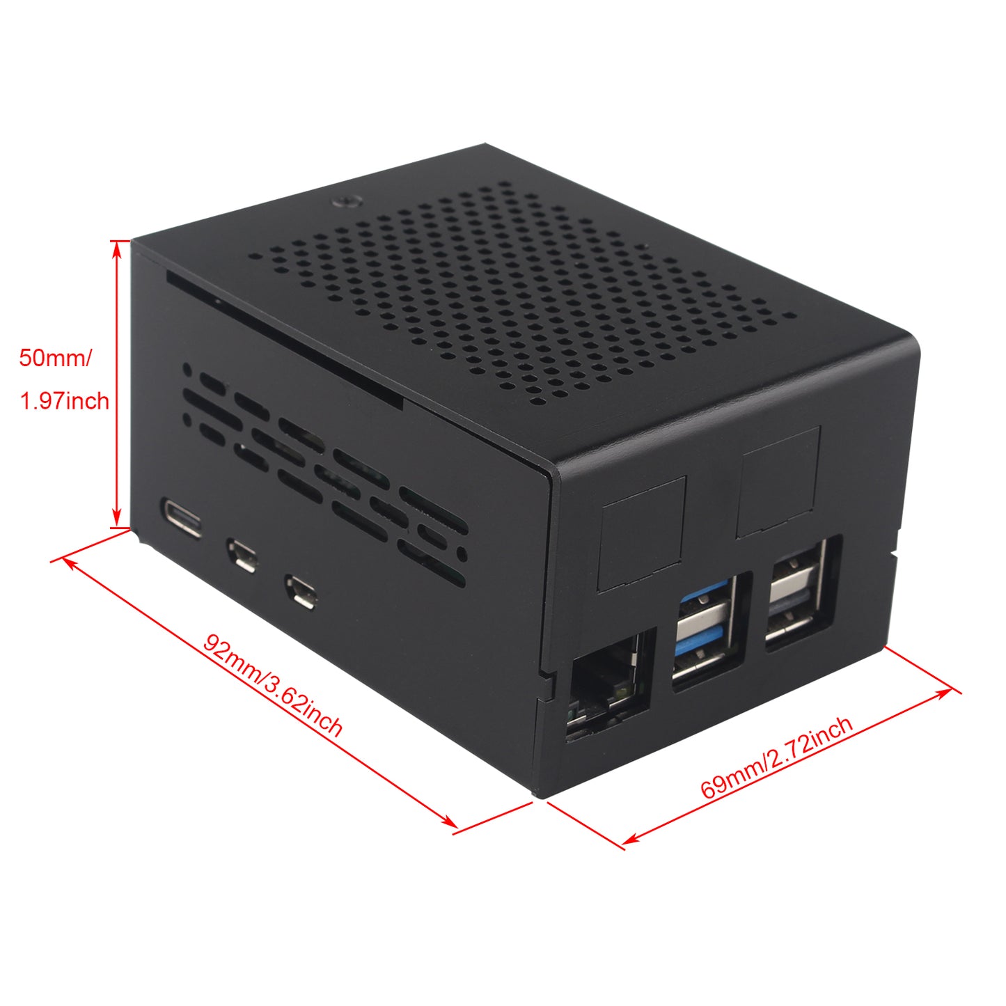 ZDE ZC506 Aluminum Case for Raspberry Pi 5 Support PCIe to 2.5G 5G Ethernet Port M.2 NVMe PoE+ HAT WiFi Shield PCIe Peripheral Board ZP591 ZP593 ZP595 ZP598 and Pi 5 Active Cooler