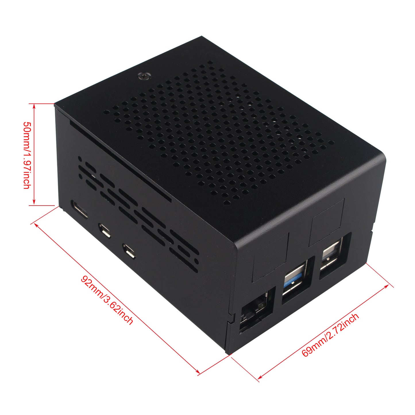 ZDE ZC506 Aluminum Case for Raspberry Pi 5 2GB/4GB/8GB/16GB Support PCIe to 2.5G Ethernet Port M.2 NVMe PoE HAT WIFI7 PCIe Peripheral Board ZP593/ZP595/ZP511/ZP581/ZP590A and Pi 5 Active Cooler