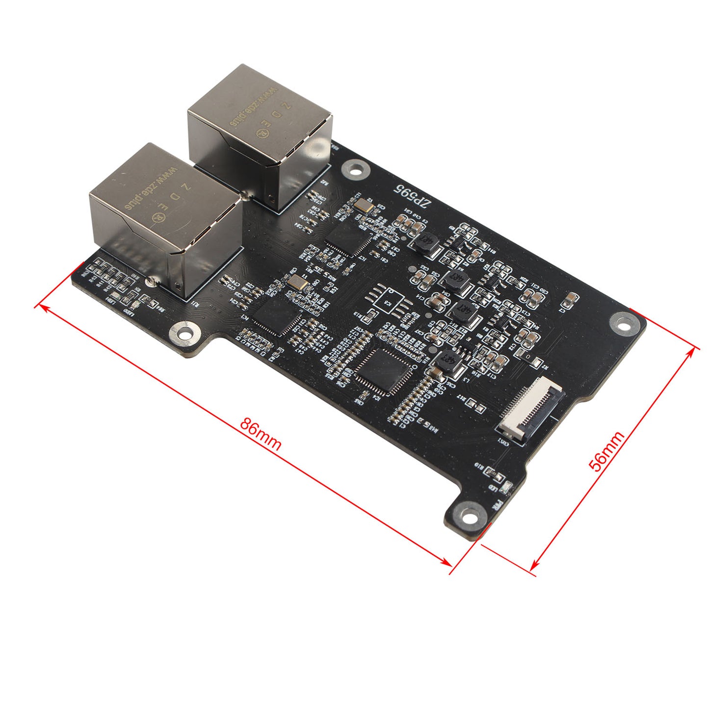 ZDE 120pcs ZP595 PCIe to Dual 2.5G Ethernet Network Port HAT Adapter Expansion Board for Raspberry Pi 5