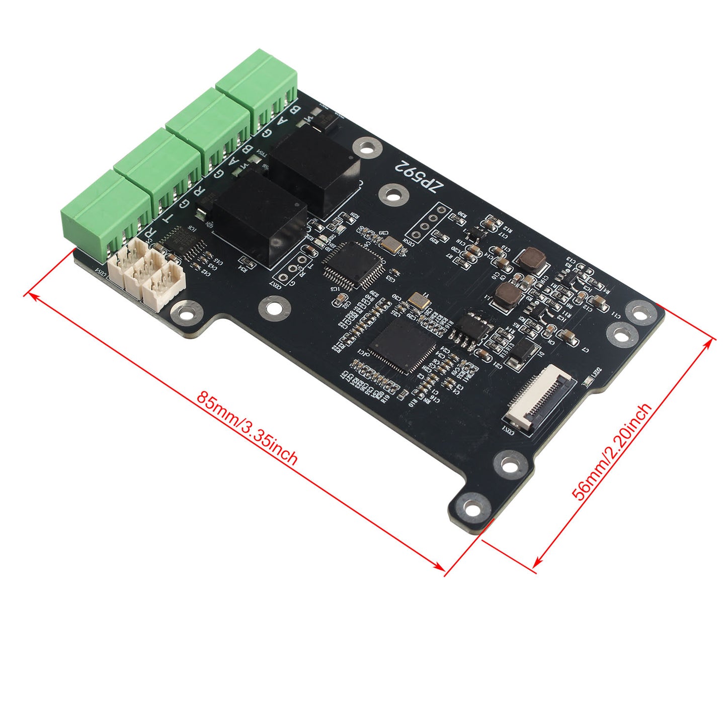 ZDE ZP592 PCIe to 2 Channel RS485 2 Channel RS232 HAT Expansion Board for Raspberry Pi 5 PCIe to RS485 with Isolation RS232 Long Distance Communication Via RS485