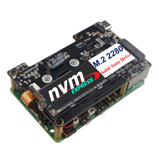 ZDE ZP581 PoE HAT PCIe to M.2 Key-M NVMe SSD Adapter Board with Onboard Cooling Fan