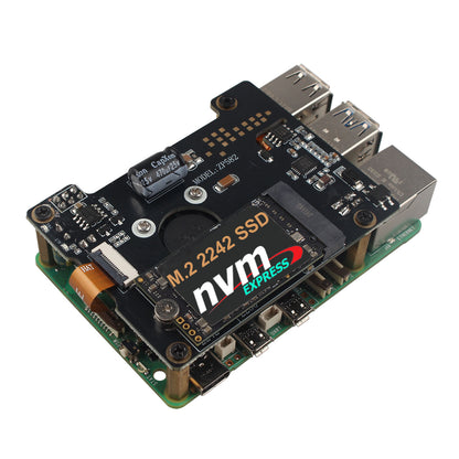 ZDE ZP582 PoE HAT PCIe to M.2 Key-M NVMe SSD Adapter Board with Onboard Cooling Fan