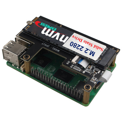 ZDE ZP517A PCIe to M.2 Key-M NVMe SSD Hard Drive Adapter Board PIP PCIe Peripheral Board for Raspberry Pi 5