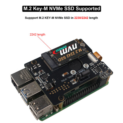 ZDE ZP582 PoE HAT PCIe to M.2 Key-M NVMe SSD Adapter Board with Onboard Cooling Fan