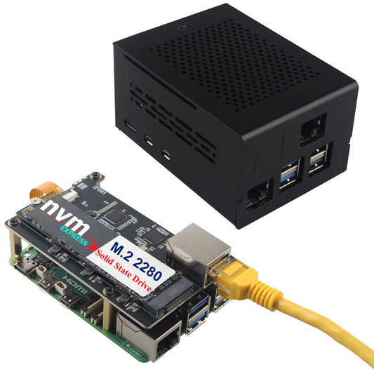 ZDE ZP593 PCIe to 2.5G Ethernet Port HAT PCIe to M.2 Key M NVMe HAT SSD Expansion Board with ZC506 Aluminum Case for Raspberry Pi 5