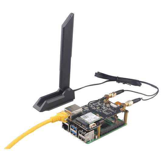 ZDE ZP596C PCIe to WiFi7 6 6E 5 HAT Magnetic Base Antenna M.2 E Key PCIe to 2.5G Ethernet Network Port HAT for Raspberry Pi 5