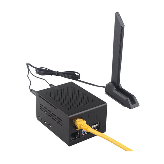 ZDE ZP596C PCIe to M.2 E Key WiFi7 6 6E 5 HAT PCIe to 2.5G Ethernet Network Port HAT Expansion Board with ZC506 Aluminum Case for Raspberry Pi 5
