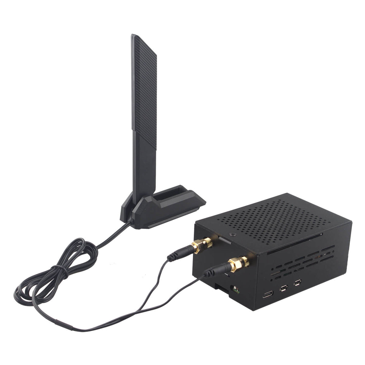 ZDE ZP590C PCIe to WiFi7 6 6E 5 HAT Magnetic Base Antenna M.2 E Key Expansion Board with Aluminum Alloy Case ZC501 for Raspberry Pi 5