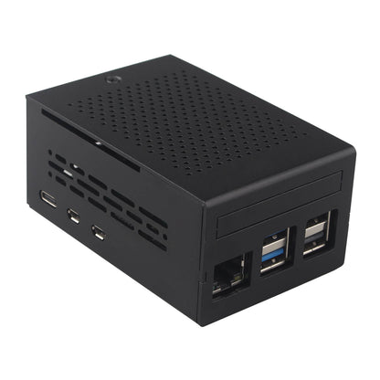 ZDE ZC501 Aluminum Case for Raspberry Pi 5, Support Pi 5 Active Cooler, PCIe to M.2 NVMe HAT, PoE+ HAT, WiFi Shield PCIe Peripheral Board