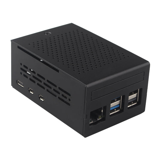 ZDE ZC501 Aluminum Case for Raspberry Pi 5, Support Pi 5 Active Cooler, PCIe to M.2 NVMe HAT, PoE+ HAT, WiFi Shield PCIe Peripheral Board
