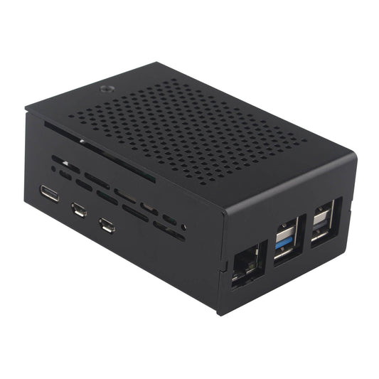 ZDE ZC502 Aluminum Case for Raspberry Pi 5, Support Pi 5 Active Cooler, PCIe to M.2 NVMe HAT, PoE+ HAT, WiFi Shield PCIe Peripheral Board