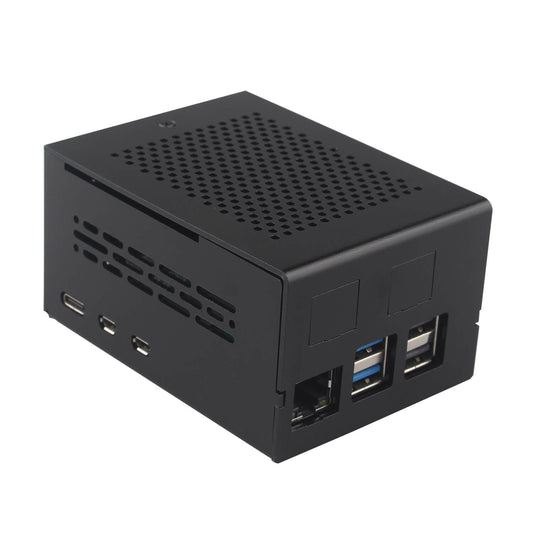 ZDE ZC506 Aluminum Case for Raspberry Pi 5 Support PCIe to 2.5G 5G Ethernet Port M.2 NVMe PoE+ HAT WiFi Shield PCIe Peripheral Board ZP591 ZP593 ZP595 ZP596 ZP598 and Pi 5 Active Cooler