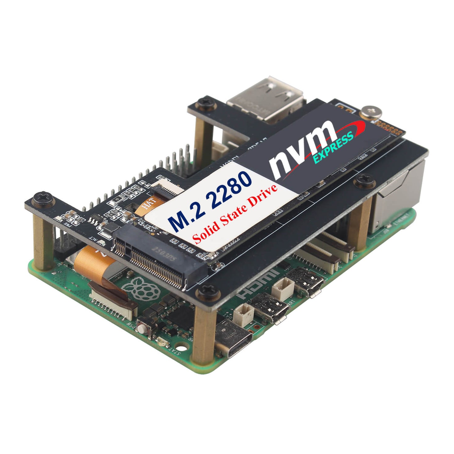ZDE ZP517A PCIe to M.2 Key M NVMe HAT SSD Expansion Board for Raspberry Pi 5