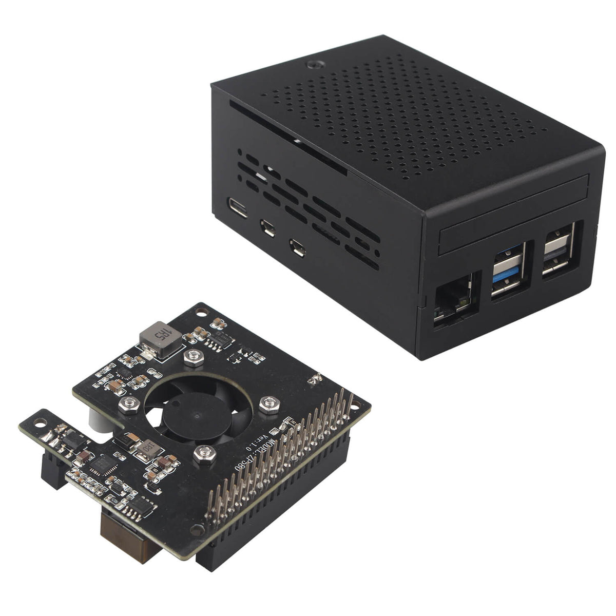 ZDE ZP580 PoE+ HAT Power Over Ethernet HAT Adapter Board with Aluminum Case ZC501 for Raspberry Pi 5